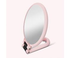 GAOWF 5 / 10X Vergrößerung Handkosmetikspiegel Travel Folding Handspiegel - Doppelseitig Klappbar Verstellbarer Sockel-Schminkspiegel,5X