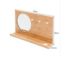 CHOUCHOU Regal Blumenständer Blumentreppe Blumenregal Pflan Schwimmende Bambusregal hängen Display Rack Home Storage Organizer, Dressing halblangen Spiegel Wandkosmetikspiegel, 3 Schlüssel Hut Haken