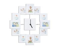 Relaxdays Wanduhr mit Bilderrahmen, Fotouhr für eigene Bilder, zum Selbstgestalten, HxBxT: 35 x 35 x 4 cm, weiß