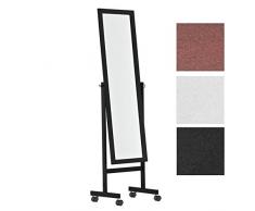 CLP Holz-Standspiegel Yolanda mit Laufrollen I Schlichter Garderobenspiegel aus lackiertem Holz I erhältlich Schwarz
