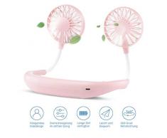 Aotlet nackenventilator Leise 3 Speed Betrieb, Wiederaufladbar Mini Ventilator Nacken für Einkaufen,Ausflüge,Camping,Picknick,Sporttreffen, tragbarer Ventilator 360-Grad-Drehung