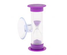 Gazechimp 3 Minuten Sanduhr Zahnputzuhr mit Saugnapf, aus Acryl & Glas & Sand, Timer für Kochen, Maske, Yoga, Spielen, Zähneputzen, usw. - Lila