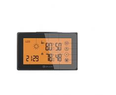 WBMKH Digital Touched LCD Wireless Innenwetterstation Außensensor Orange Hintergrundbeleuchtung 12 24h Snooze Wecker 3CH