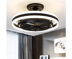 Neue LED Deckenventilator Licht Deckenventilator Licht Schlafzimmer negative Ionen unsichtbare Ventilator Licht Restaurant Wohnzimmer moderne minimalistische mit Fernbedienung Fan (Schwarz)