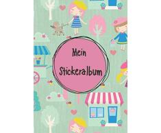 Mein Stickeralbum: Stickeralbum leer zum sammeln von Stickern | Motiv: Maedchen gehen zum Markt DIN A4 Format mit 40 Seiten für Mädchen und Jungen | Kein Silikonpapier zum wieder abziehen !