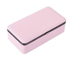 LY4U Schmuck Box Organizer für Halsketten Ohrringe Ringe - Frau Mädchen Kunstleder Schmuck Aufbewahrungskoffer Take-Out Handtaschen mit Spiegel (Pink & White)