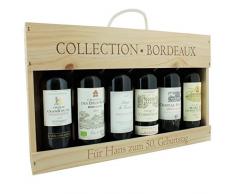 Edles Bordeaux-Wein-Set in hochwertiger Holz-Geschenk-Box mit persönlicher Laser-Gravur