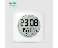 QADJPR Modern Quartz Lautlos Wasserdichte Bad-Wanduhr Multifunktions-spritzwassergeschütztes elektronisches Bad-Thermometer Feuchtigkeitsbeständiges Wandthermometer und Hygrometer, andere, weiß