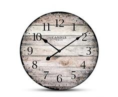 Cander Berlin MNU 7330 Vintage Wanduhr aus MDF mit lautlosem Uhrwerk - 30,5 cm Ø - kein nerviges Ticken