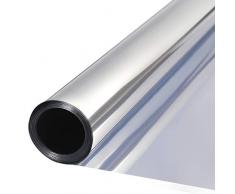 TTMOW Sichtschutzfolie Fenster, Spiegelfolie Selbstklebend, One Way Spiegel Reflektierende Fensterfolie, 99% UV-Schutz, 83% Sonnenschutz Wärmeisolierung, für Zuhause und Büro (Silber, 40x200cm)