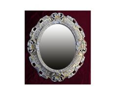 Lnxp WANDSPIEGEL Spiegel Oval in Gold Silber Dualcolor REPRO 45x38 Antik Barock Rokoko REPLIKATE NOSTALGISCH Renaissance BAROCKSTIL