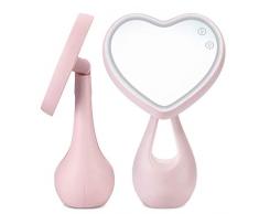 HZJ LED Make-up Spiegel Tischlampe und Schmuck Kosmetik Organizertouch Control LED Make-up Spiegel und Tischlampe Klapp Hd Princess Desktop Dressing Spiegel
