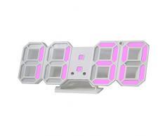 HJW Praktische Wandpendeluhr Wanduhr Elektro Led große Digitalanzeige Tischuhr 3 Alarme Einstellungen Temperatur Datum Speicher Dimmbare Wohnzimmer Edroom Wecker Wanduhr,A