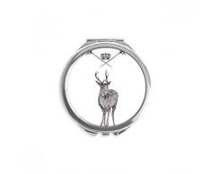 DIYthinker Elk Schwert Crown Tier Barock Spiegel Rund bewegliche Handtasche Make-up 2.6 Zoll x 2.4 Zoll x 0.3 Zoll Mehrfarbig