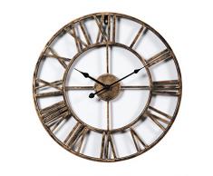 OviTop Wanduhr Vintage Lautlos Wanduhr Groß 50cm Wanduhr Metall Dekorative Wanduhr ohne Tickgeräusche für küche Wohn- und Schlafzimmer - Golden