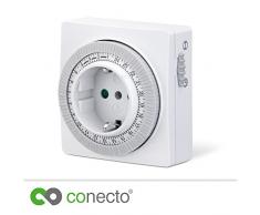conecto Mechanische Zeitschaltuhr für Steckdose | Schieberegler für Zeitangabe | Schaltknopf für Ein/Auto | 96 Schaltsegmente | 24 Stunden Timer | Schutzklasse IP20 | Kindersicherung | 3500W | weiß