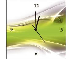 Artland Analoge Wand-Funk-oder Quarz-Uhr Digital-Druck Leinwand auf Holz-Rahmen gespannt mit Motiv Designus Kreatives Element Grün für Ihr Art-Design Abstrakte Motive Digitale Kunst Grün C0PO