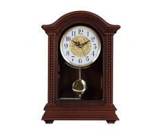 ZYLBDNB Tischuhr Familienuhren American Retro Mantle Tischuhr Non-Ticking Silent aus Holz für Wohnzimmer mit Pendel Geeignet für Wohnzimmer Schlafzimmer Büro