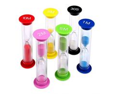 Bocotoer Farbenfrohe Sanduhren Sand-Clock Eieruhr Kurzzeituhr Fur Kinder Erwachsene Packung mit 6