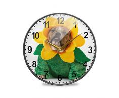Mnsruu Badezimmer-Wanduhren Hund verkleidet wie eine Blume, 24,1 cm, dekorative Wanduhr, tickt nicht, leise Küchenuhr, mehrfarbig, 9.5inch