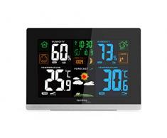 Technoline WS 6462 Funkwetterstation, Innentemperatur, Außentemperatur, Luftfeuchte, Luftdruck, Tendenzanzeige, Taupunkt, Farbdisplay, Funkuhr, Mondphasen hochglanz-schwarz,quer
