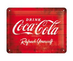 Nostalgic-Art 26173 Coca-Cola, Logo Red Refresh Yourself, Blechschild, 15 x 20 cm