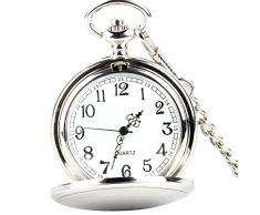 XLORDX Taschenuhr Herren Quarz Uhr mit Halskette Kette Uhr Pocket Watch Silber
