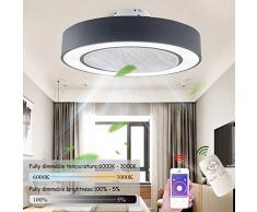 Deckenventilator Mit Beleuchtung LED Fan Deckenleuchte, Dimmbar Mit Fernbedienung, Einstellbare Windgeschwindigkeit, 72W Moderne Kreative Ultra-Leise Wohnzimmer Schlafzimmer Fan Lampe (Ø55CM),Schwarz