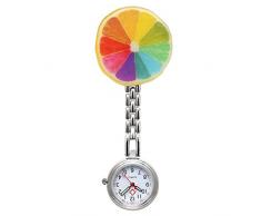 JSDDE Uhren Krankenschwesteruhr FOB Uhr Pflegeruhr Pulsuhr Ketteuhr Ansteckuhr Schwesternuhr mit Clip Analoge Quarzuhr Taschenuhr (Obst)