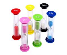 Schramm® 6er Pack Sanduhren Sanduhr Sandclock Sand Uhren Eieruhr Uhr Stoppuhr Zeit messen 6 Stück