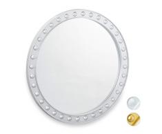 Relaxdays Wandspiegel rund, Deko-Spiegel zum Aufhängen, Flur, Wohnzimmer, Bad & WC, modern, ∅ 50,5cm, mit Rahmen, silber