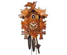 Original Schwarzwälder Kuckucksuhr/Schwarzwald-Uhr (Zertifiziert), 1-Tag-Werk, mechanisch, 24 cm, 5 Laub, 1 Vogel, Kukusuhr, Kukuksuhr, Kuckuksuhr (schönes Weihnachts-Geschenk)
