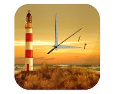 LEotiE SINCE 2004 Wanduhr mit geräuschlosem Uhrwerk Dekouhr Küchenuhr Baduhr Schiffs Küchen Deko Marke Küste Leuchtturm Möwen Wand Acryl Uhr 25x25 cm