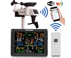 Sainlogic Profi WLAN Wetterstation, Smart WiFi Internet Funk Wetterstation mit großem 8 Zoll Farb-Display und Außensensor, Wettervorhersage (8 Kanäle)