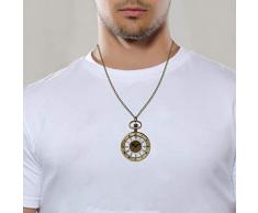 JewelryWe Retro Taschenuhr Herren Vintage Römische Ziffern Analog Quarz Uhr mit Kette Umhängeuhr Pocket Watch Bronze