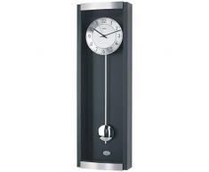JG Funk-Pendeluhr Wanduhr Funk Pendel Holzgehäuse schwarz mit Aluminium kombiniert