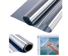Modrad Spiegelfolie selbstklebend Sonnenschutzfolie Fenster Sichtschutzfolie Anti-UV für Büro und Haus silber Fenstertönung
