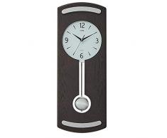 HTL Praktische Wandpendeluhr Pendel Wanduhr Wohnzimmer Muten Nicht Ticking Schlafzimmer Küche Dekoration Uhren Massivholz-Silber-Pendel-Quarz-Taktgeber Wanduhr,B