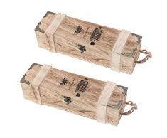 CUTICATE 2 x Holzgeschenkbox Vintage Weinkisten Wein Aufbewahrungsbox Weinzubehör