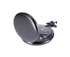 Glatte Antike Quarz Taschenuhr mit Schwarzer Stahlkette