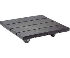HRB WPC Pflanzenroller witterungsbestaendig 80 kg Tragkraft, Rollbrett Pflanzen, Untersetzer Blumentopf für den Innen- sowie Außenbereich (Anthrazit, eckig)