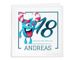 Murrano Einsteckalbum + mit Aufdruck - Fotoalbum für 200 Fotos 10x15-50 Seiten - Größe: 21x22cm - Weiß - Geschenk zum Geburtstag für Herren - 18 Jahre aus dem Leben