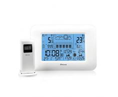 Oritronic Wetterstation Funk mit Außensensor, Wetterstationen innen und außentemperatur Funk mit Außensensor, digital Hygrometer für Innen, betrieben Uhr mit Thermometer(Weiss)
