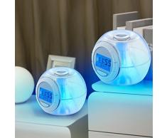 2er Set LED Wecker Nacht Tisch RGB Uhr Farbwechsel Leuchte Datum Anzeige 6 Töne