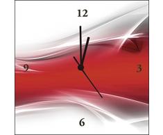 Artland Analoge Wand-Funk-oder Quarz-Uhr Digital-Druck Leinwand auf Holz-Rahmen gespannt mit Motiv Designus Kreatives Element Rot für Ihr Art-Design Abstrakte Motive Digitale Kunst Rot C0PJ