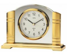 AMS Tischuhr 5143 Funk goldfarbenes Metallgehäuse mit geschliffenem Mineralglas