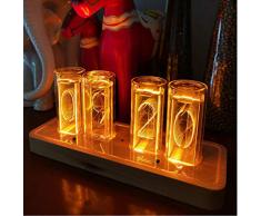 PAKASEPT LED Nixie Tube Clock, LED Digitaluhr, wecker digital, Vintage Uhr Tisch, 4-stellig mit Innenlichterkennung, USB Typ C mit Strom versorgt, Geschenke für Kinder Ehemänner (Einfarbige)