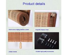 XQY Rollos, Heim, Büro, Wohnzimmer, Bad und WC - Rollos Rollos Verdunkelungsrollos für Fenster, Bambus-Sichtschutz mit Volant, Raffvorhänge mit hebendem Kordelzug,80 * 150 cm