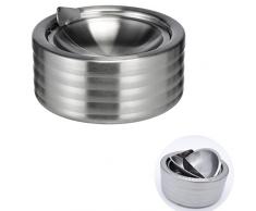 Land-Haus-Shop® Edelstahl Aschenbecher mit Deckel, Windascher mit Klappdeckel Windaschenbecher 11,8 cm Durchmesser
