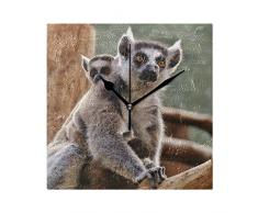 DEZIRO Lemurs Bilder-Wanduhr, batteriebetrieben, große Tischuhr, Standuhr, Zimmer/Schlafzimmer/Home/Büro/Schule